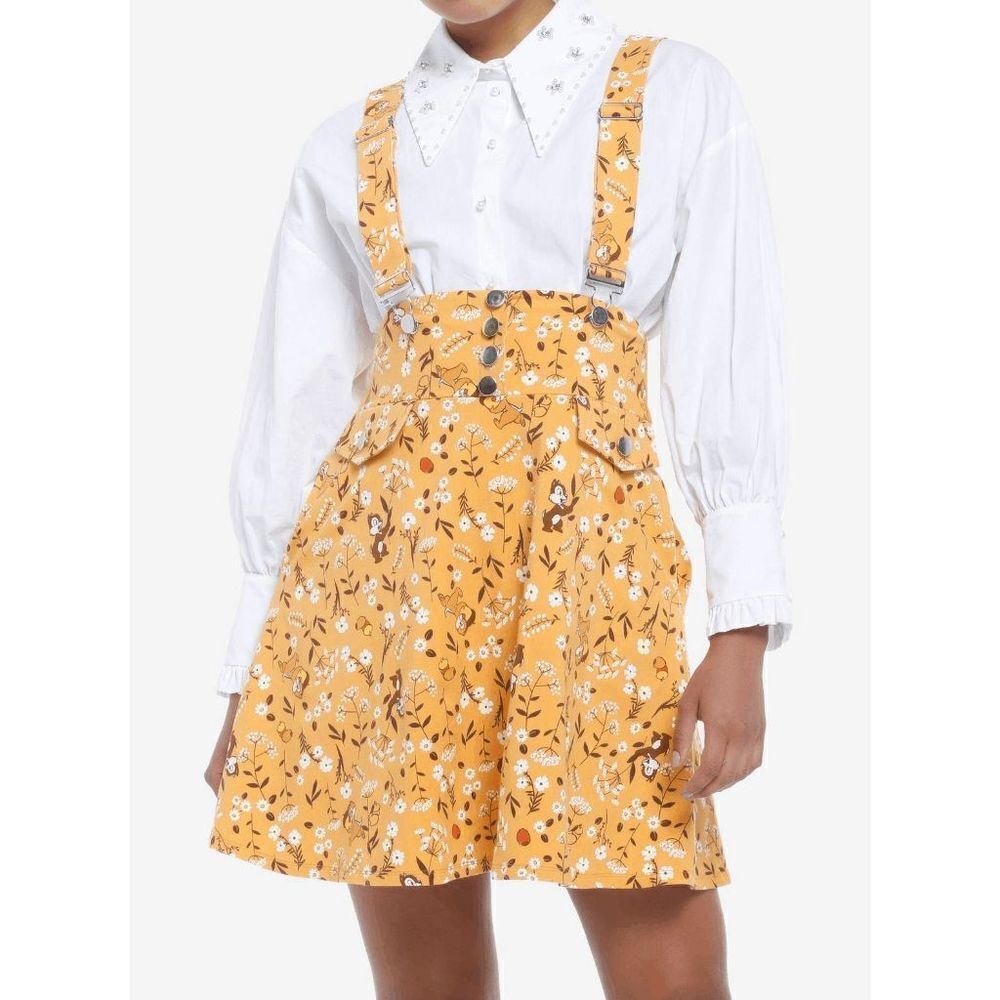 Disney Chip 'N' Dale Yellow Floral Disney bound Suspender Skirt XS, S, M, L